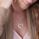 Personalized Silver Double Heart Pendant Necklace with Engraving - Custom Jewelry Gift