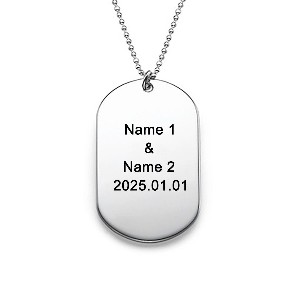 Custom Engraved Dog Tag Necklace for Men/Women - Silver Pendant