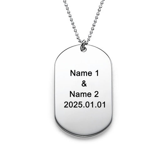 Custom Engraved Dog Tag Necklace for Men/Women - Silver Pendant