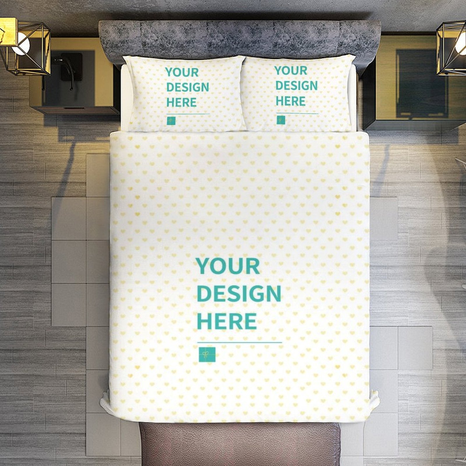 Customized 3-Piece Bedding Set with YOUR DESIGN HERE design. Soft and breathable bedding sets available.