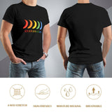 MyArtsyGift Men's black t-shirt with rainbow banana design, featuring 4-way stretch and breathable fabric, sizes S-6XL.