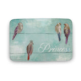 Coral velvet bath rug with Princess bird design for bathroom or kitchen