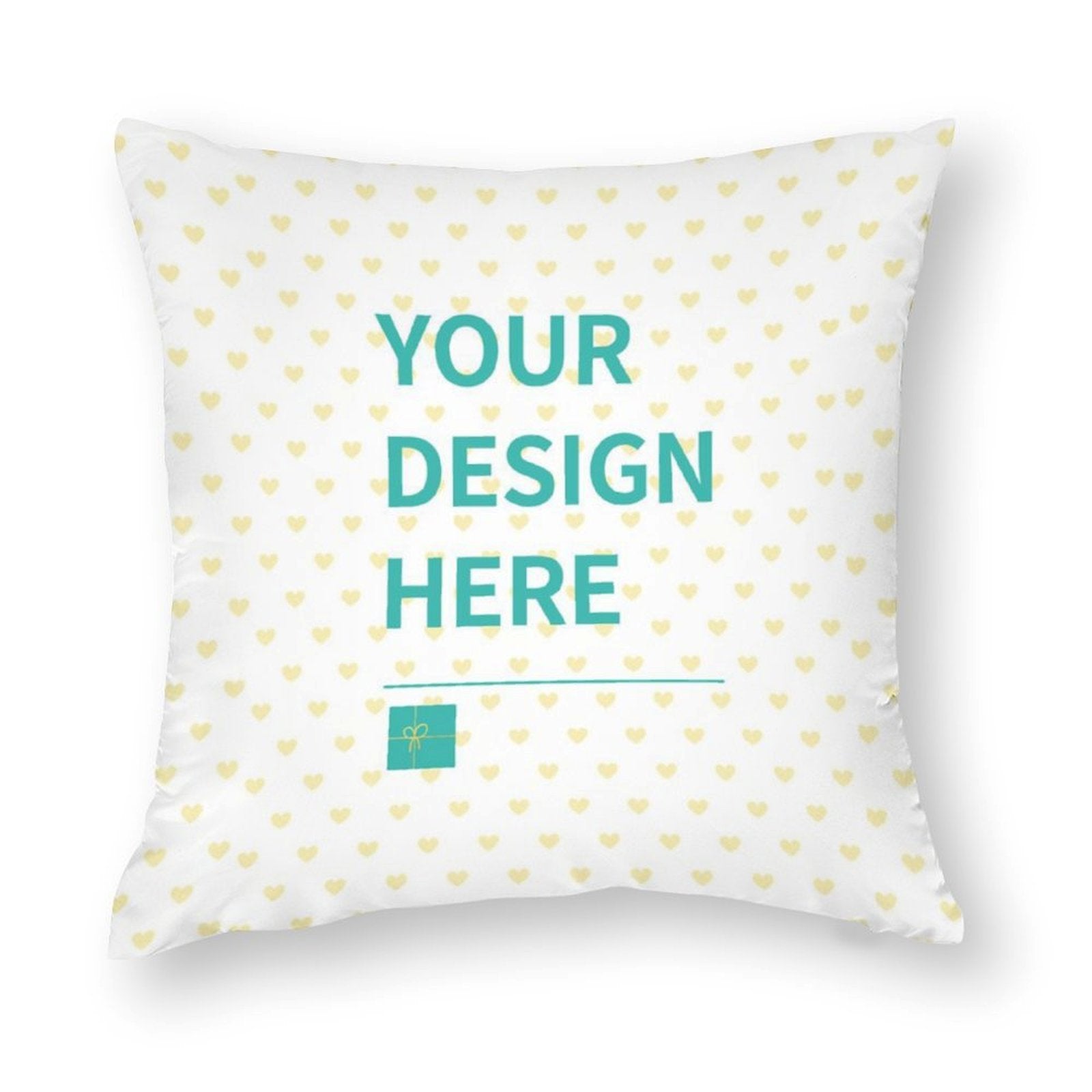 Customizable polyester pillowcase with 'YOUR DESIGN HERE', heart pattern, bedroom decor