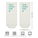 Customizable socks with "YOUR DESIGN HERE" text, breathable and soft polyester material, perfect personalized gifts