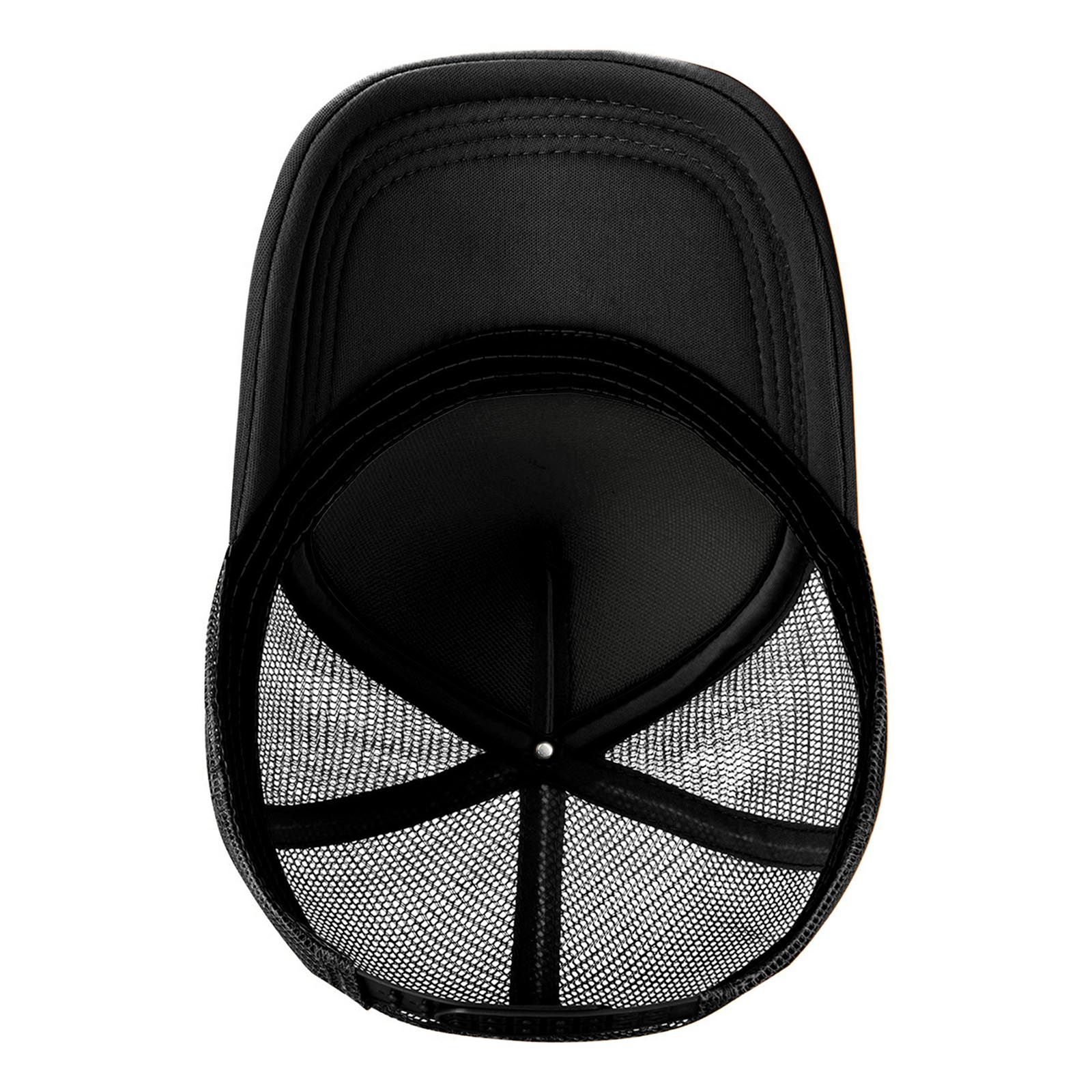 Black mesh baseball cap, breathable polyester, ideal for outdoor sports, personalized gifts.