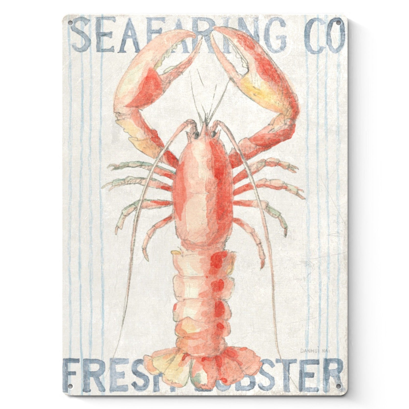 Floursack Nautical II Tin Sign, Fresh Lobster Metal Sign, kitchen wall decor