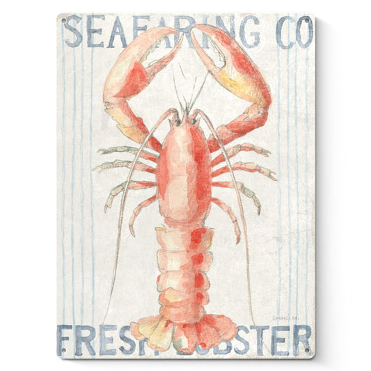 Floursack Nautical II Tin Sign, Fresh Lobster Metal Sign, kitchen wall decor