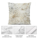 Soft plush pillow cover with gold burst design. Cozy, decorative pillow with invisible zipper for your home.