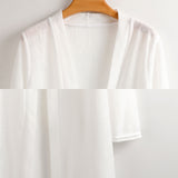 White open front cardigan for women with long sleeves, soft and versatile outerwear