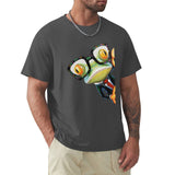 Men's gray crew neck T-shirt with a frog graphic, Classic Tees for Men