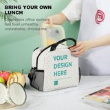 Customizable lunch bag with heart design, perfect for work or school, personalized design option, reusable meal bag.