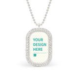 Custom Memory Necklace - Silver alloy pendant with crystal border, 'YOUR DESIGN HERE' text, personalized gift