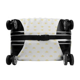 Custom luggage cover with yellow hearts, protecting a black suitcase, elastic and washable, MyArtsyGift