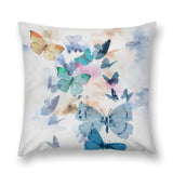 Plush throw pillow cover with colorful watercolor butterfly design, perfect for living room or bedroom decor.
