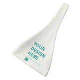 Customizable baby beanie hat in white flannel fabric with top knot and design your own text.