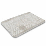 Coral velvet bath rug with abstract design, non-slip, absorbent, for bathroom, kitchen, and bedroom.