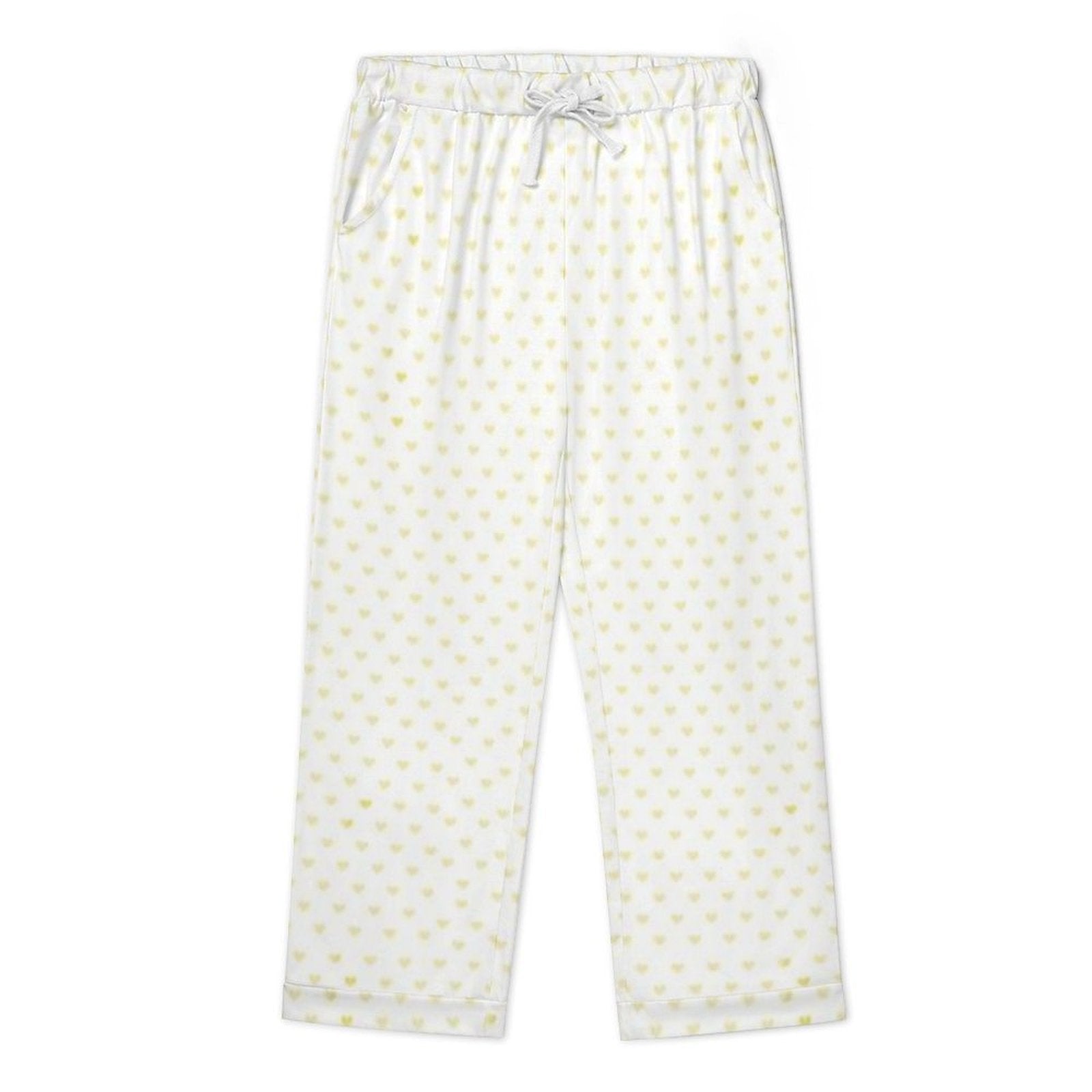 Personalized men's pajama pants in cotton-like fabric with yellow hearts, a perfect gift.