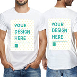MyArtsyGift Men's custom white double-sided t-shirt with 'YOUR DESIGN HERE' print, cotton fabric.