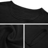 Black crew neck long sleeve t-shirt details: neckline, fabric texture, and sleeve cuff for men's personalized gifts.