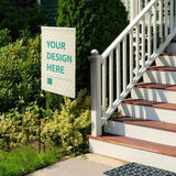 Customizable linen garden flag with 'YOUR DESIGN HERE' for garden and patio decor, double-sided design.