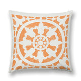 Orange and White Floral Plush Throw Pillow Cover for Sofa or Bed