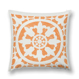 Orange and white floral decorative pillow cover, soft plush, perfect for sofa, couch, or living room.