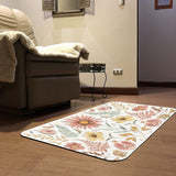 Floral entrance doormat with watercolor flower, fruit design; indoor or outdoor rubber floor mat