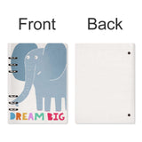 A5 loose-leaf notebook with blue elephant design and DREAM BIG text, perfect for note-taking at school or office.