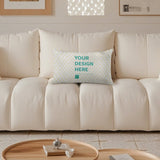 Customizable short plush pillowcase with 'YOUR DESIGN HERE' text, cream-colored, personalized design