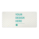 Customizable desk mat with heart pattern and 'YOUR DESIGN HERE' text. Perfect for office and home use.