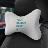 Customizable neck rest pillow with heart pattern and 'YOUR DESIGN HERE', for car, home, or office.