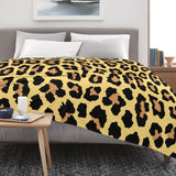 Animal skin leopard print flannel blanket, soft and warm, perfect for bedroom use.