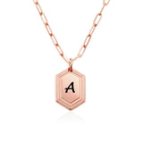 Rose gold initial necklace with letter A pendant, personalized custom engraved jewelry, gift for women and men