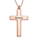 Rose gold 'Direction' cross pendant necklace, Christian gift for men & women. Customizable religious jewelry.