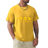 Yellow Love Death & Cat Men's T-shirt, short sleeve crew neck cotton tee for men, S-6XL sizes.