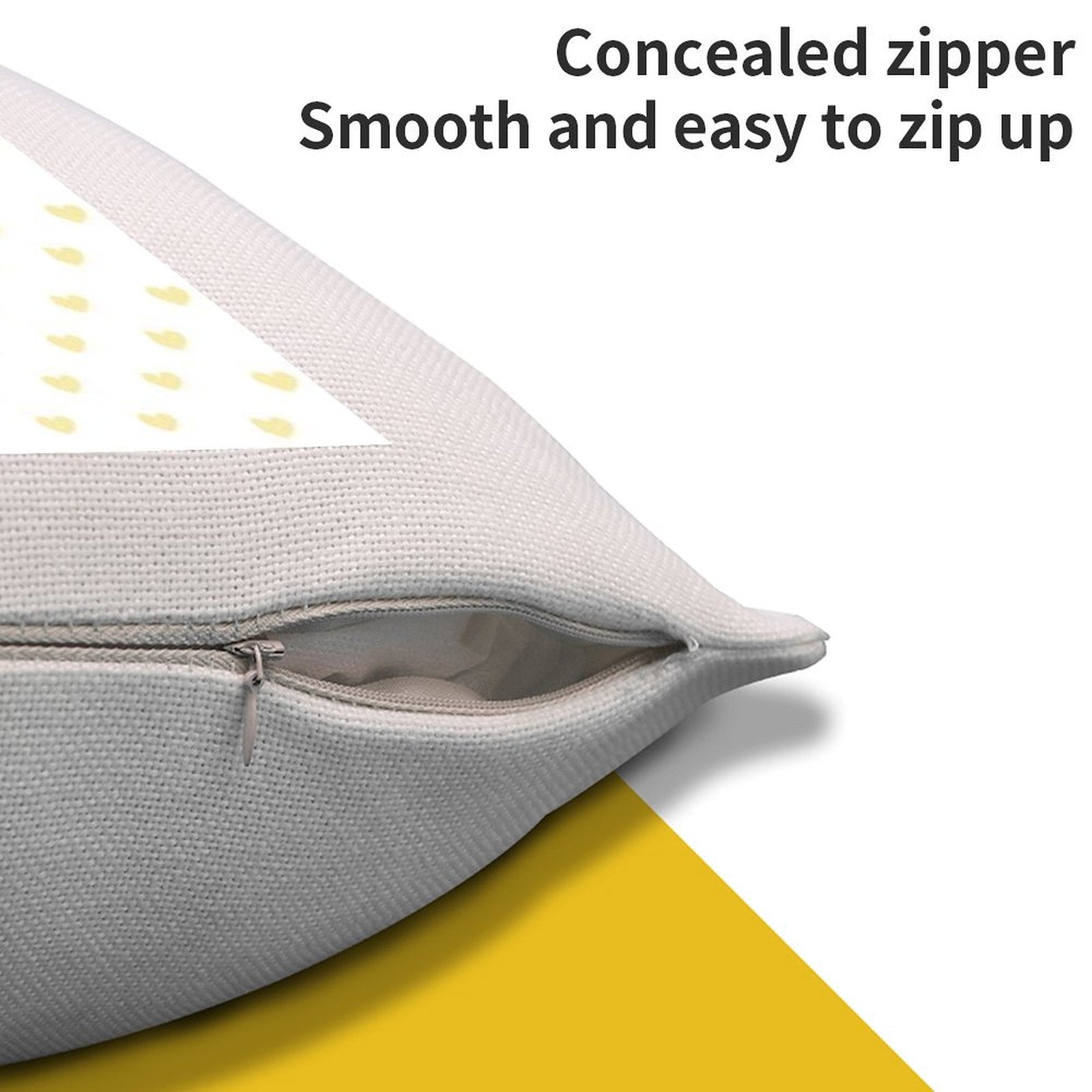 Customizable cotton linen throw pillow case with concealed zipper, perfect for easy and smooth use.