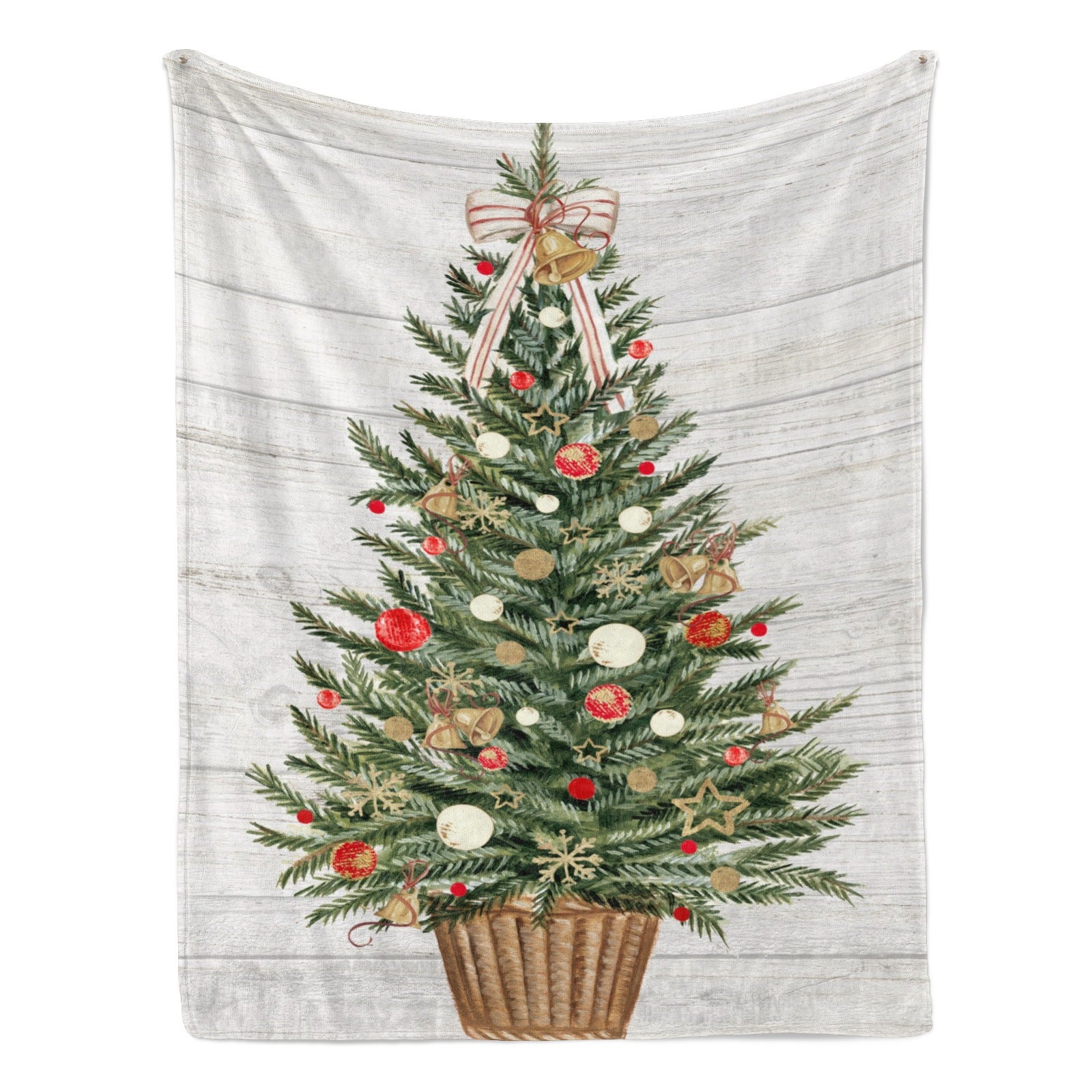 Christmas Tree Flannel Blanket, Winter Holiday Decor for Sofa or Bed, Soft and Cozy