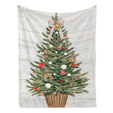 Christmas Tree Flannel Blanket, Winter Holiday Decor for Sofa or Bed, Soft and Cozy