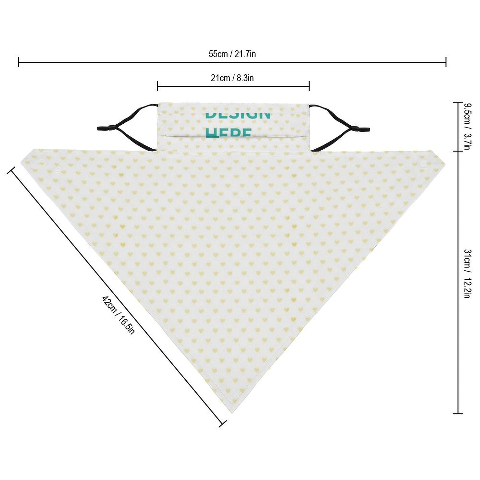 Custom neck gaiter with ear loops, heart pattern. Provides sun and dust protection for men and women.