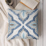 Blue and grey mosaic pattern plush pillow cover for sofa or couch; decorative and comfortable