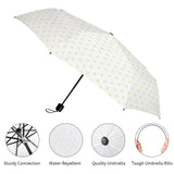 Custom UV resistant 3-fold umbrella with yellow dots, windproof and water-repellent, an ideal gift.