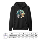 Astro Cruise Ben Heine astronaut art black hooded sweatshirt for men, cotton, size chart included.