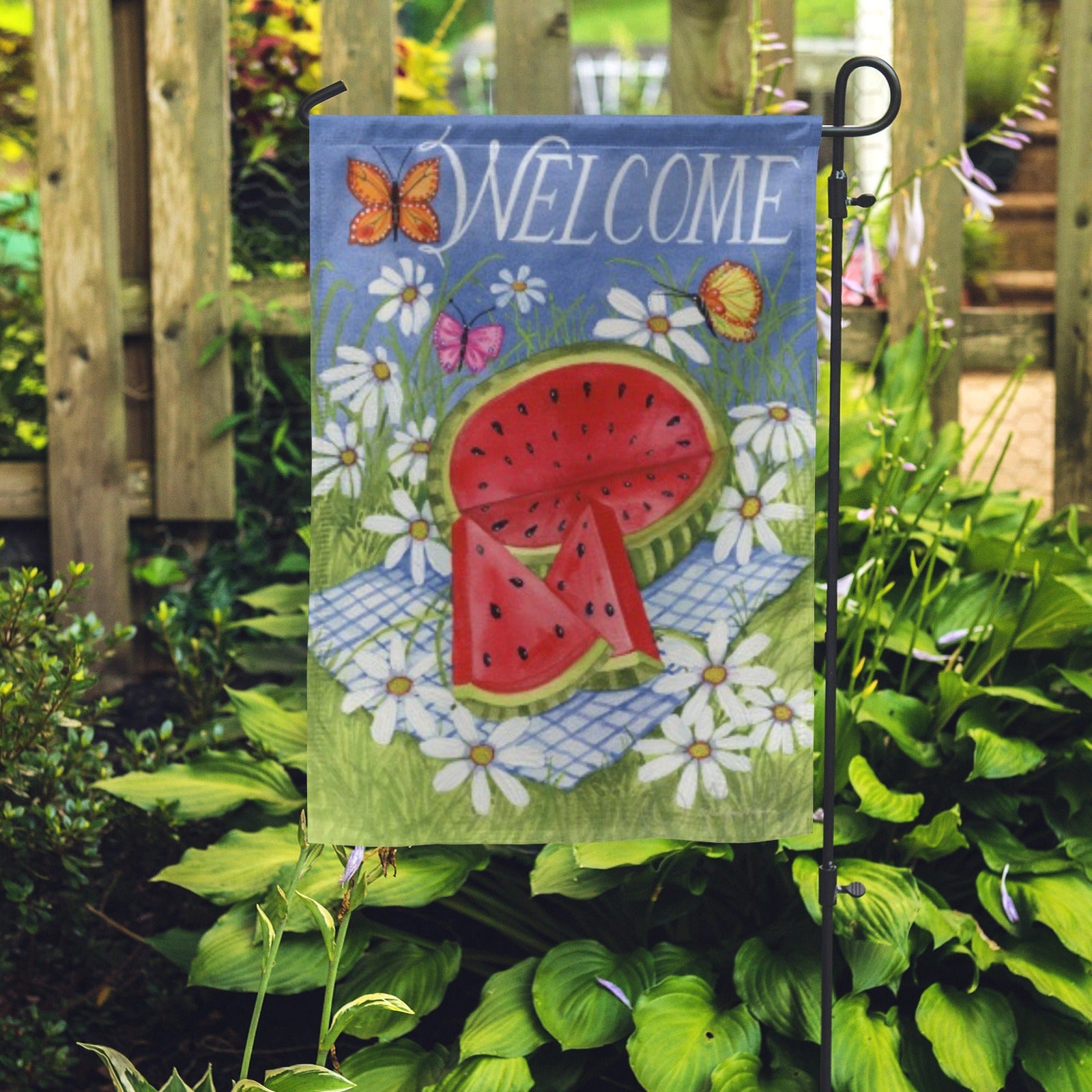 Summertime Welcome Garden Flag, Watermelon & Daisies Decor