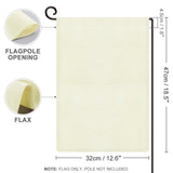 Linen garden flag, cream colored, 47x32cm, with flax material detail for outdoor yard decorations
