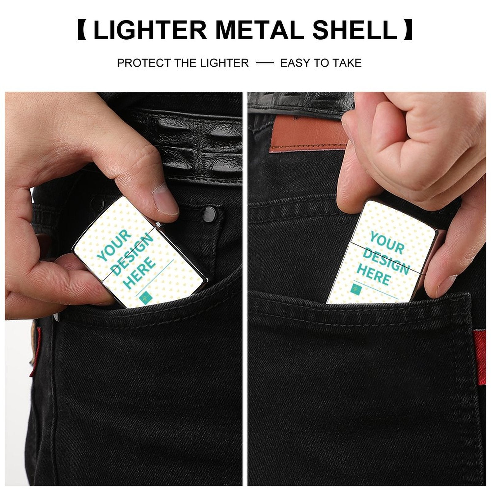 Custom lighter with personalized design, easy to take and protect. Perfect gift for men.
