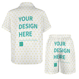 Customizable white men's shirt set with heart pattern, personalized with 'YOUR DESIGN HERE' for a unique gift.