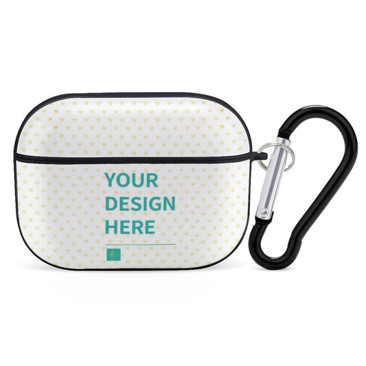 Custom AirPods Pro case with heart pattern and carabiner, design your own.