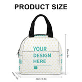 Customizable insulated lunch bag with heart pattern; perfect for work, travel, school. Your design here.