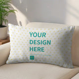Customizable throw pillow case featuring "YOUR DESIGN HERE", super soft plush material for living room decor