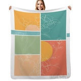 Colorful floral fleece blanket, perfect for bed, sofa, travel. Features 'WILD' text by MyArtsyGift.